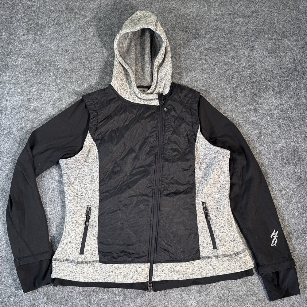 Harley-Davidson Womens Full Zip Hooded Jacket Size XL Motorcycle Black And Gray